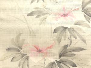 アンティーク　絽　草花模様刺繍名古屋帯